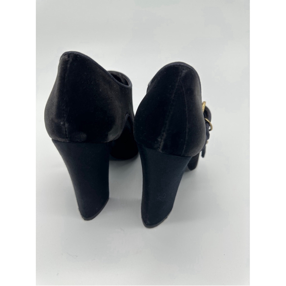 Tory Burch Black Velvet Heels Size 7.5 Medium - Picture 7 of 8